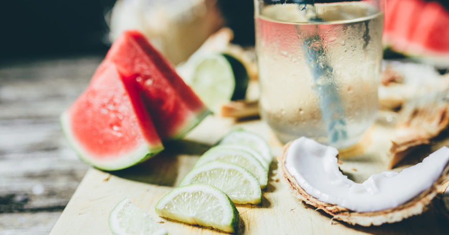 Watermelon and coconut with sparkling water