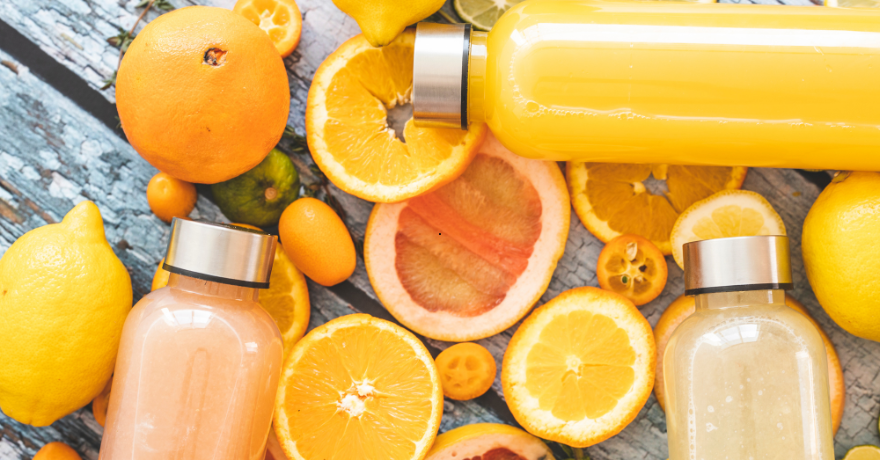 Vitamin C fruits on table