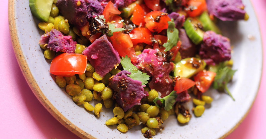 Purple Potato and Crunchy Lentil Salad